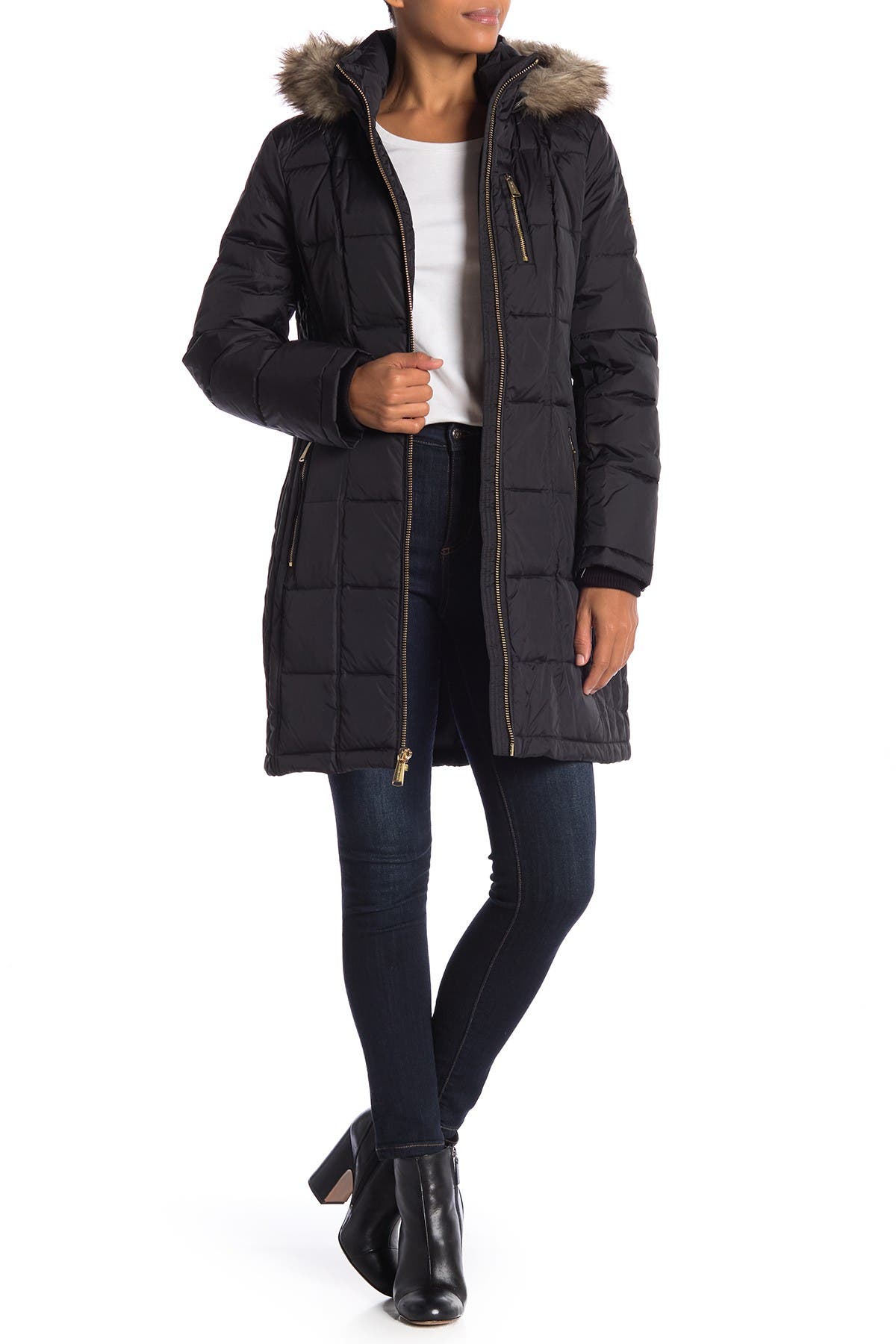 missy front zip faux fur collared jacket