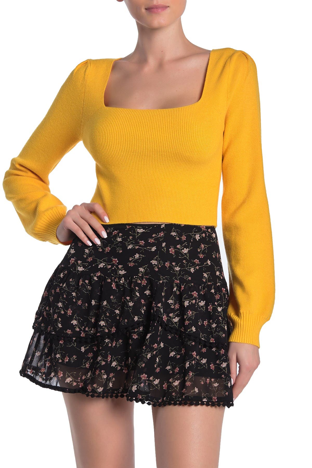 yellow square neck top