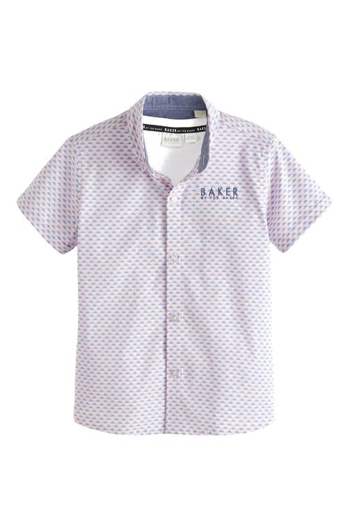 Baker by Ted Kids' Cotton Graphic T-Shirt & Print Short Sleeve Button-Down Shirt Set Pink at Nordstrom,