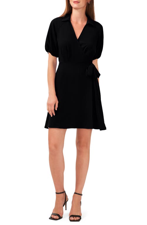 halogen(r) Short Sleeve Wrap Dress in Black