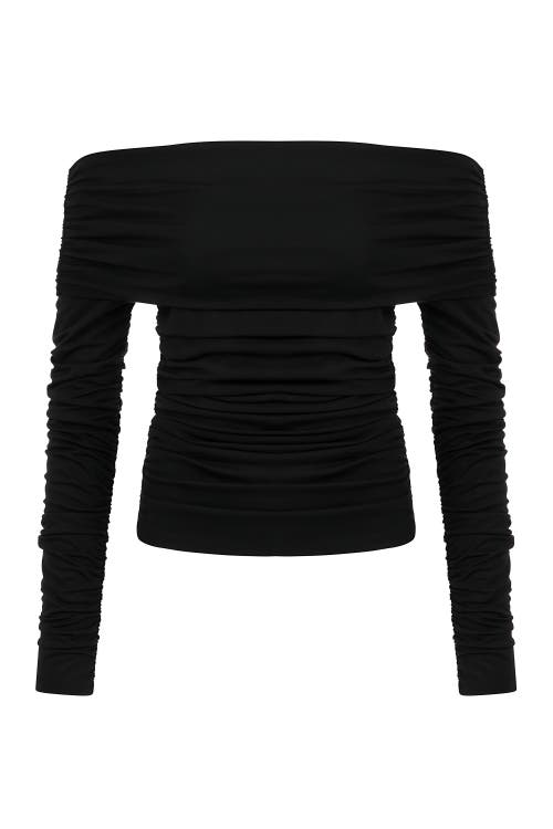 NOCTURNE NOCTURNE OFF SHOULDER BLOUSE WITH RUFFLE DETAIL 