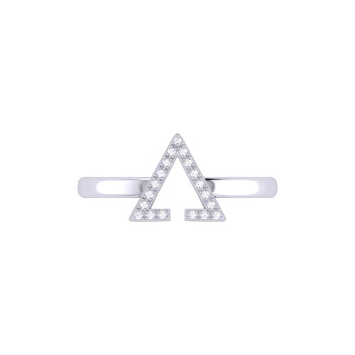 Luvmyjewelry Aim High Open Triangle Sterling Silver Diamond Ring In Silver