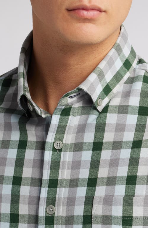 Shop Mizzen + Main Mizzen+main City Trim Fit Plaid Stretch Flannel Button-down Shirt In Spruce Multi Check