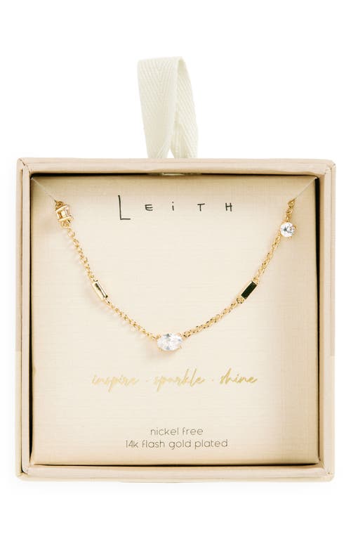 Leith Cz Station Necklace In Clear- Gold