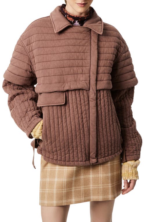 BERNIE Mix Quilted Asymmetrical Jacket in Dk Taupe