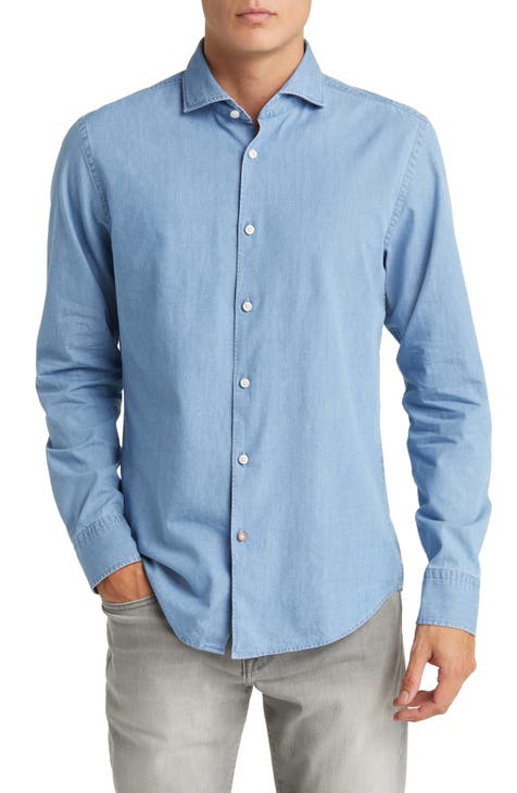 Hal Cotton Chambray Button-Up Shirt (Regular & Big)