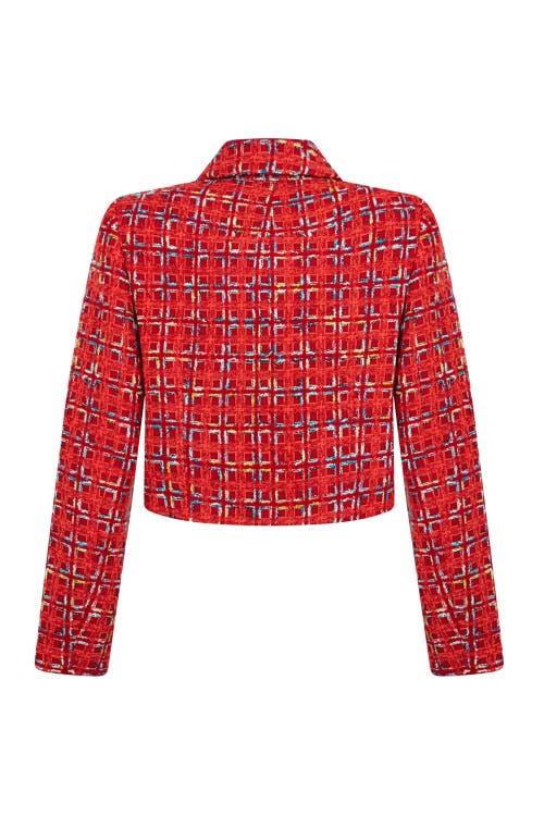 Nocturne Padded Shoulder Tweed Jacket In Red