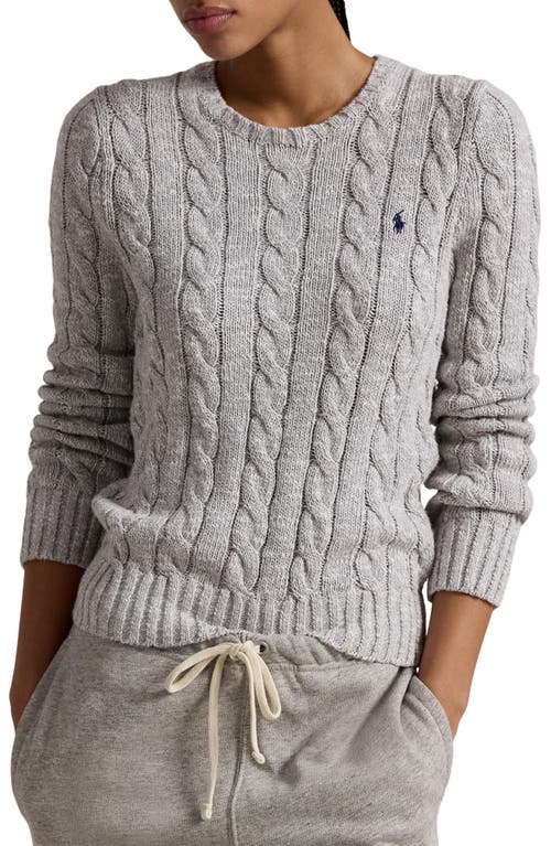 Shop Polo Ralph Lauren Cable Stitch Cotton Sweater In Light Nckel