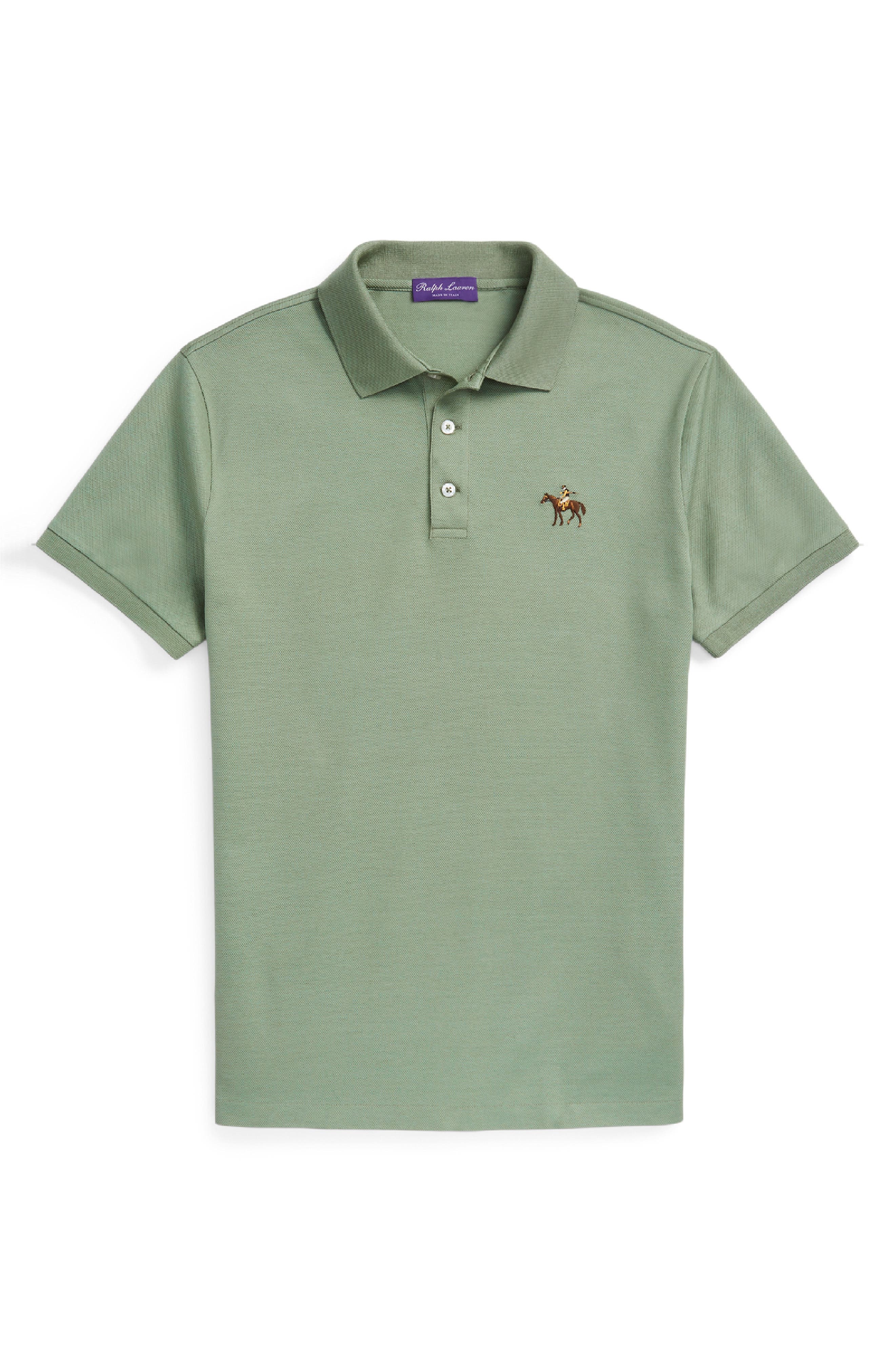 white polo shirt with purple horse