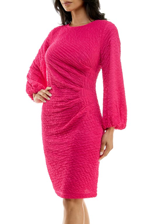 Nina Leonard Glitter Long Sleeve Body-con Dress In Fuchsia