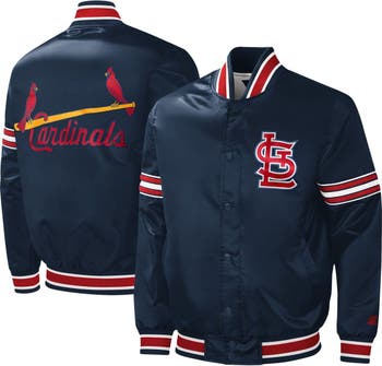 Men's Starter Navy St. Louis Cardinals Home Game Satin Full-Snap Varsity Jacket Size: Small