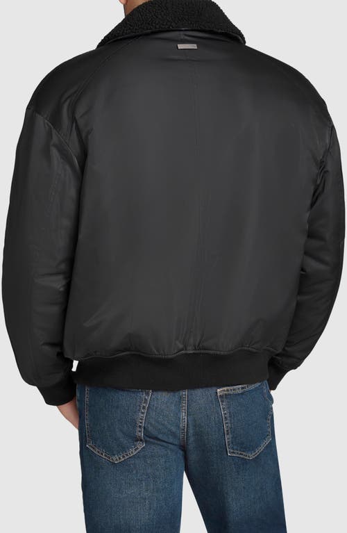 Shop Andrew Marc Flight Satin Aviator Jacket With Removable Bib In Black