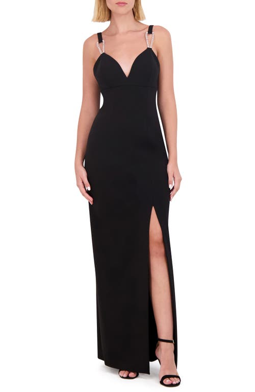 Vince Camuto Rhinestone Trim Gown Black at Nordstrom,