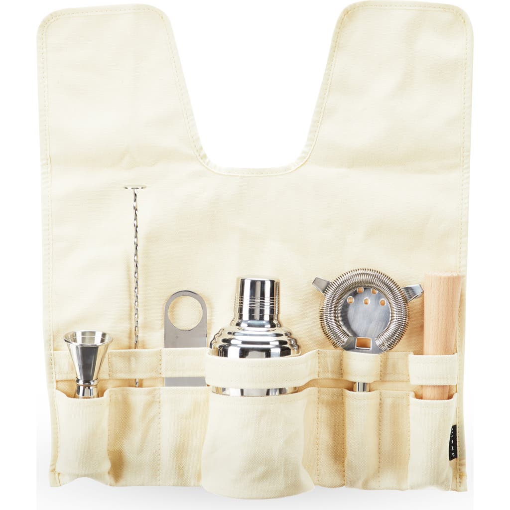 Viski 7-piece Travel Barware Set In Brown