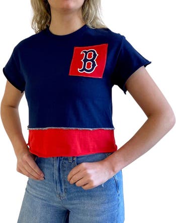 Women's Refried Apparel Navy Boston Red Sox Cropped T-Shirt Size: Small