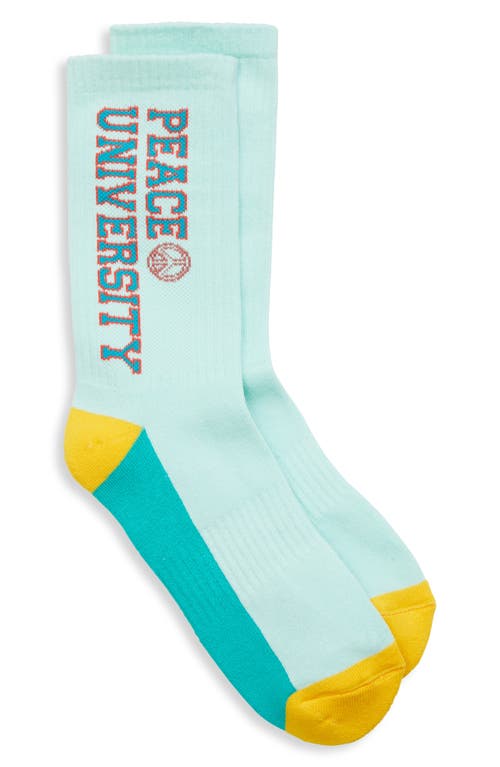 Shop Pea N Olive Peace University Crew Socks In Green/yellow