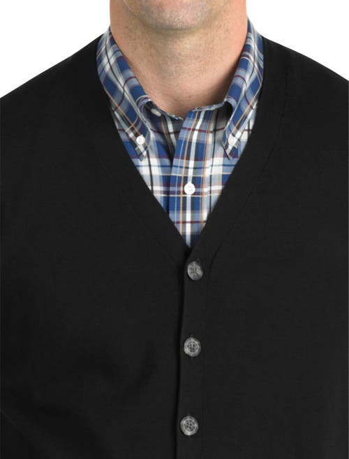 Oak Hill By Dxl Button-front Sweater Vest In Black