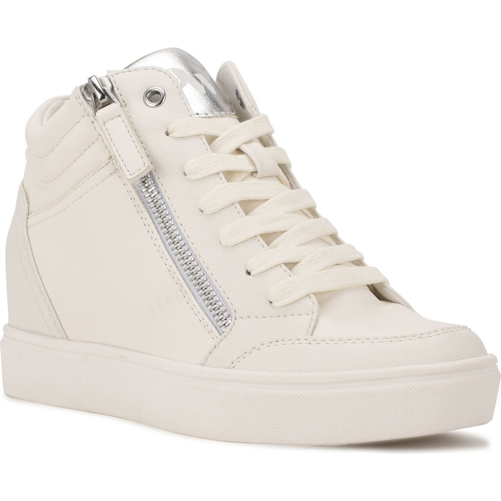 Nine West Tons Lace-up Wedge Sneaker In White