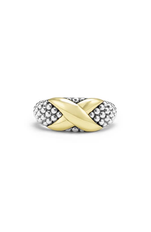 LAGOS 18K Gold & Sterling Silver Caviar Bead Ring in Silver/Gold at Nordstrom
