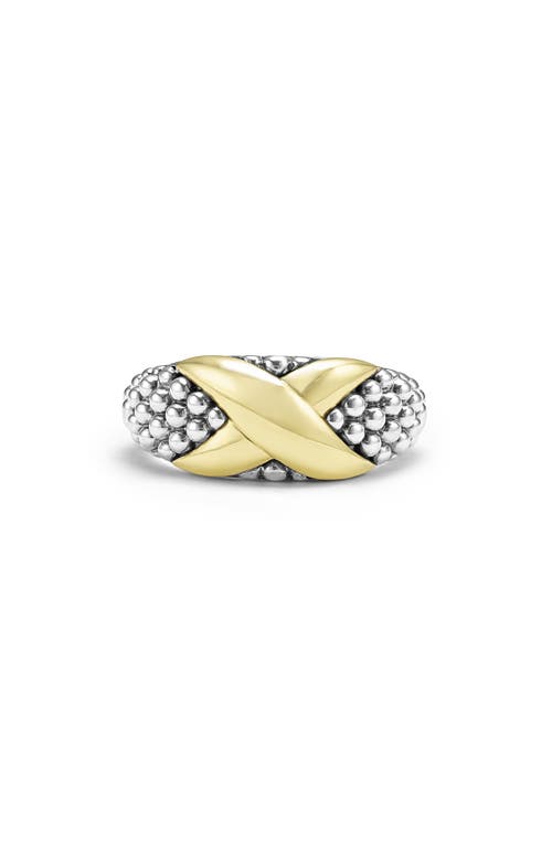 Shop Lagos 18k Gold & Sterling Silver Caviar Bead Ring In Silver/gold