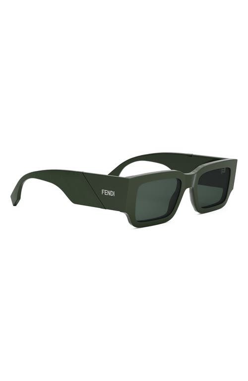 Shop Fendi ' Diagonal 51mm Rectangular Sunglasses In Shiny Dark Green/green