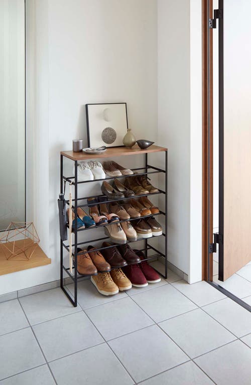 Yamazaki 6-tier Wood Top Shoe Rack In Black