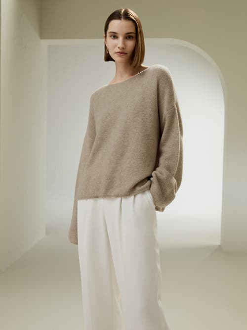 LILYSILK LILYSILK RELAXED FIT DROP-SHOULDER SILK CASHMERE BLEND SWEATSHIRT 