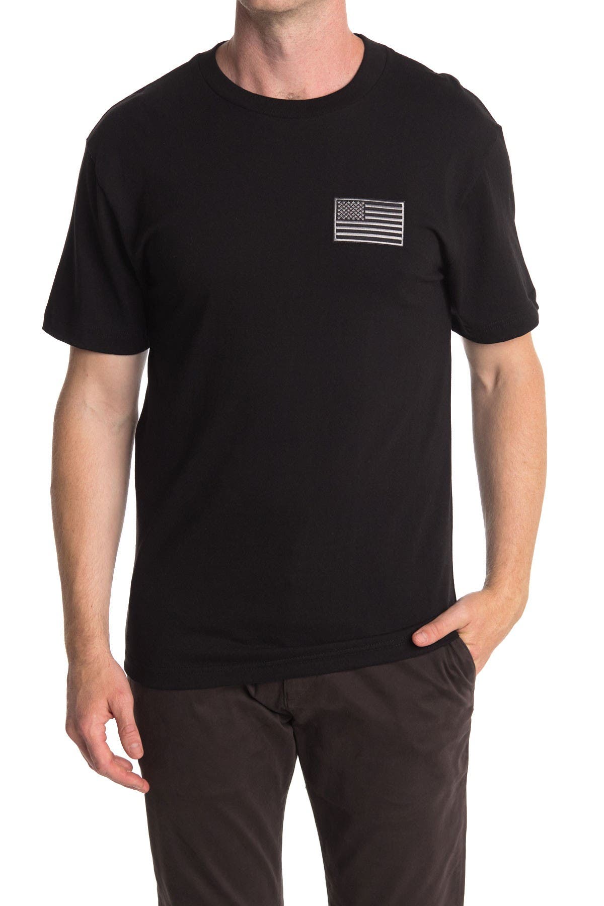 american flag on shirt sleeve