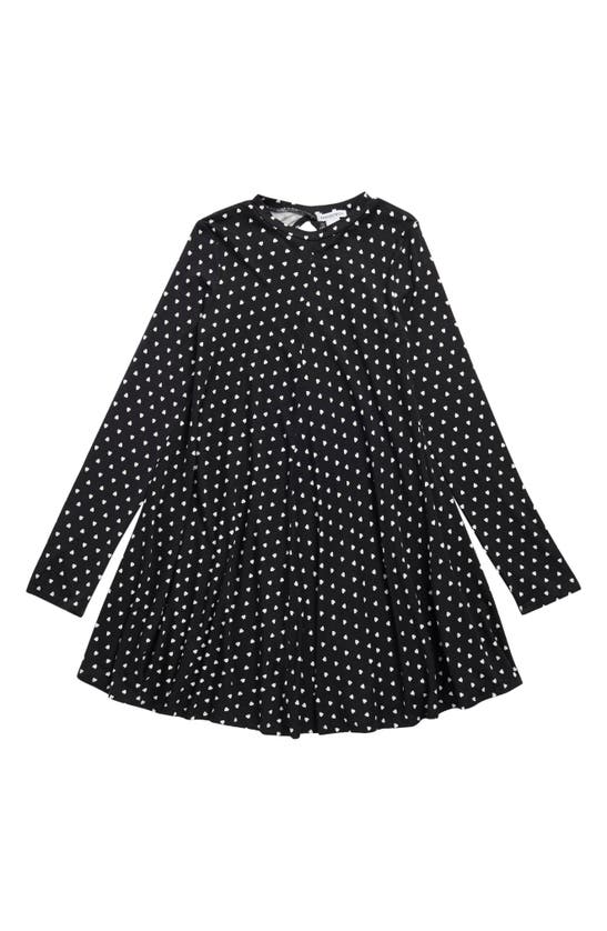 Nordstrom Kids' Print Knit A-line Dress In Black- Ivory Hearts
