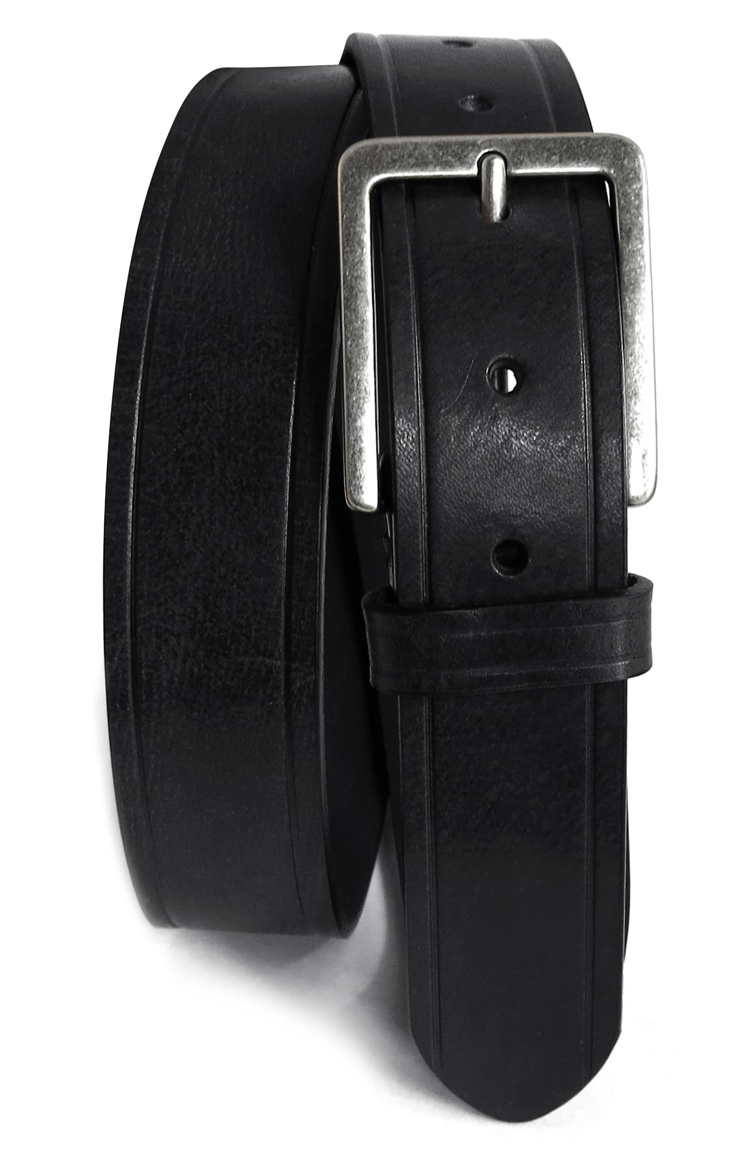 BOCONI Embossed Leather Belt in Black