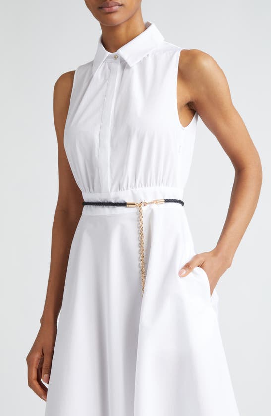 Shop Max Mara Studio Adepto Sleeveless Cotton Poplin Shirtdress In Optical White