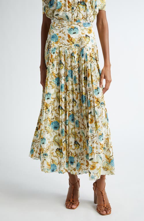 Ulla Johnson Ella Pleated Silk Skirt In Flora Multi
