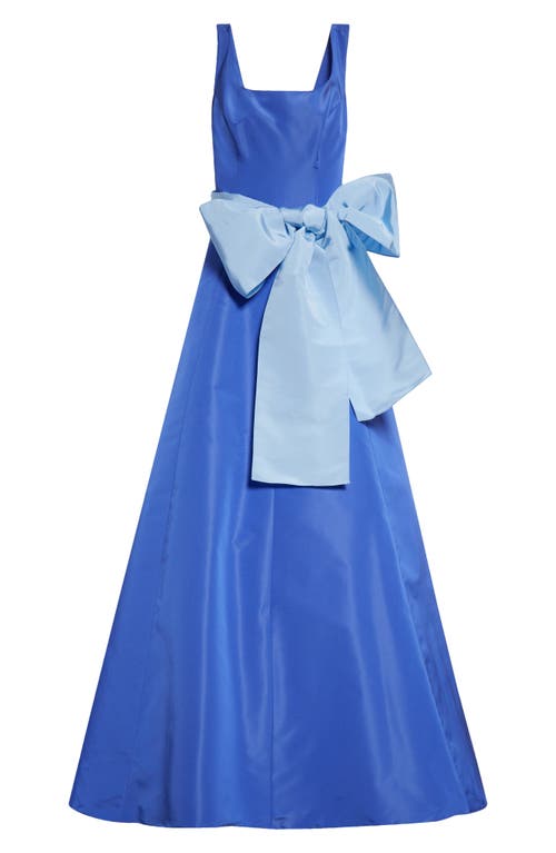 Shop Carolina Herrera Bow Detail Silk Faille Ballgown In Delphinium