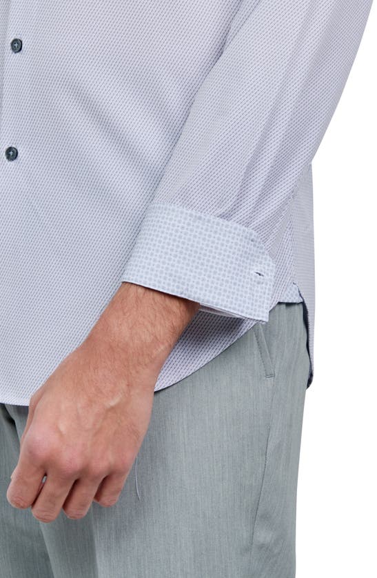 Shop Wrk Slim Fit Broken Stripe Print Performance Dress Shirt In White/ Grey