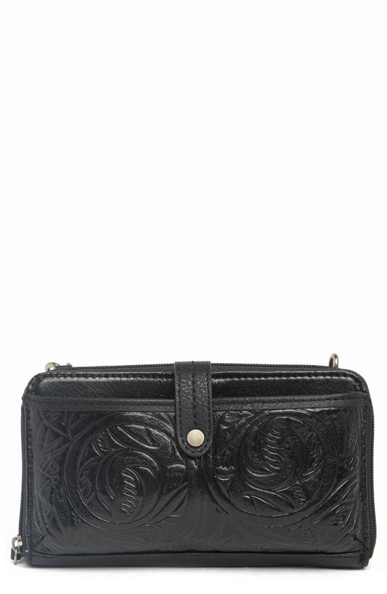The Sak Iris Leather Large Smartphone Crossbody Bag In Black Leaf