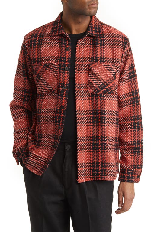 Wax London Whiting Foxham Button-Up Overshirt in Red