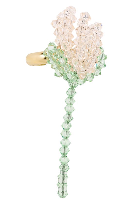 Shop Simone Rocha Crystal Bead Flower Ear Cuff In Mint