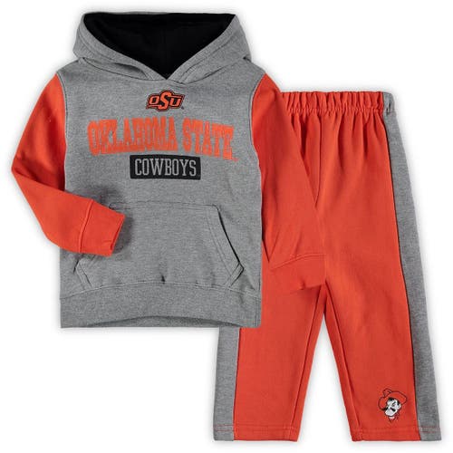 Toddler Colosseum Heathered Gray/Orange Oklahoma State Cowboys Back To School Fleece Hoodie And Pant Set in Heather Gray