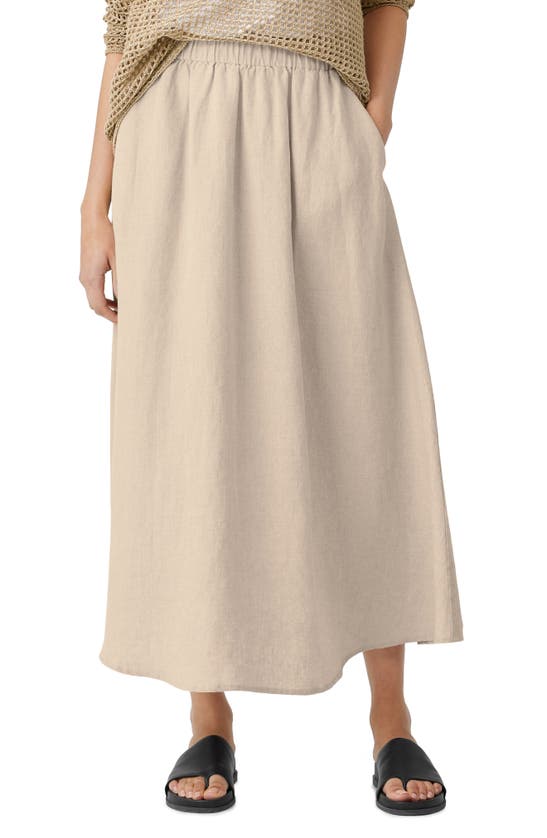 Eileen Fisher A-line Organic Linen Midi Skirt In Unnat