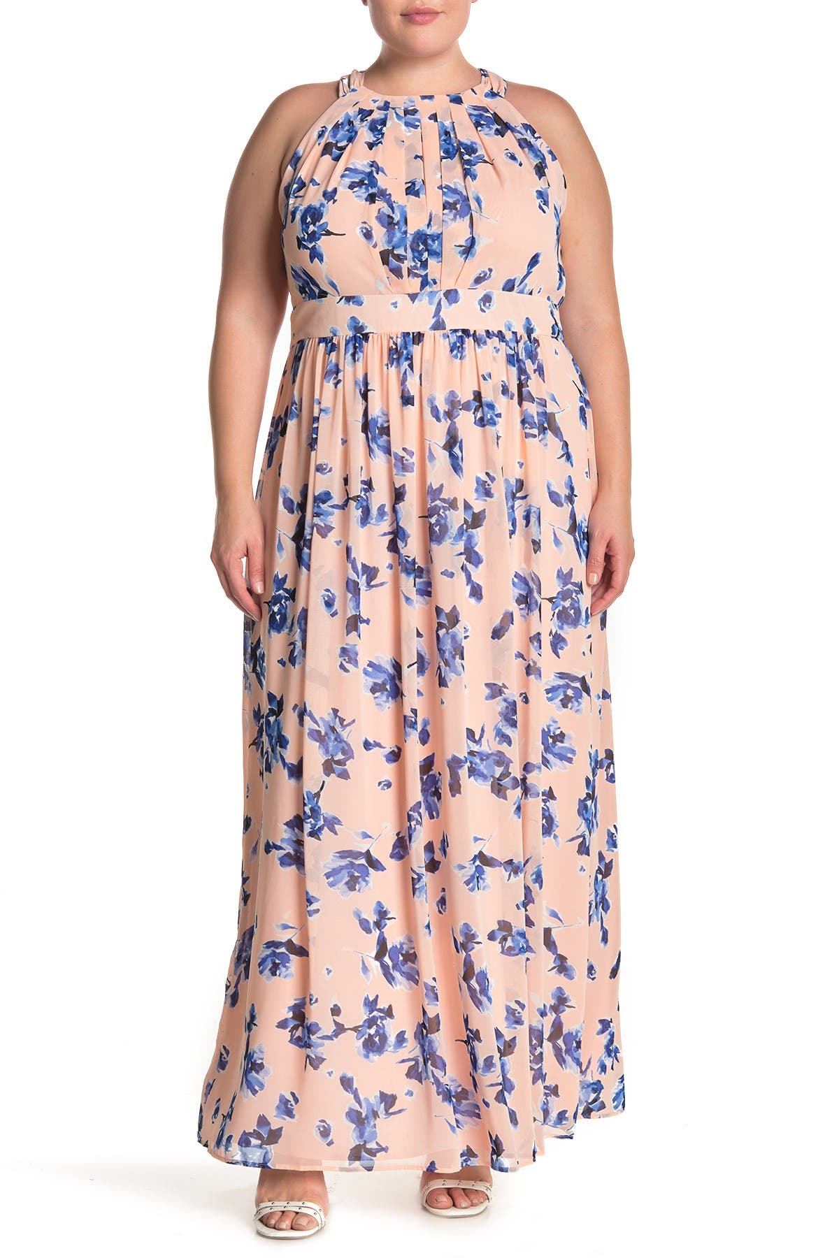 floral print halter maxi dress