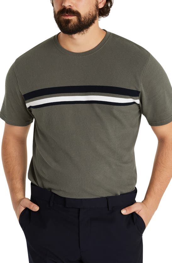 Johnny Bigg Stefan Smart Stripe Piqué T-shirt In Khaki