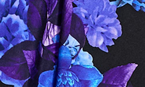 City Chic Hydrangea Floral Print Sleeveless Crêpe De Chine Minidress In Black