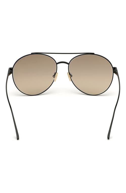 Shop Tom Ford 61mm Round Sunglasses In Shiny Black/smoke Mirror