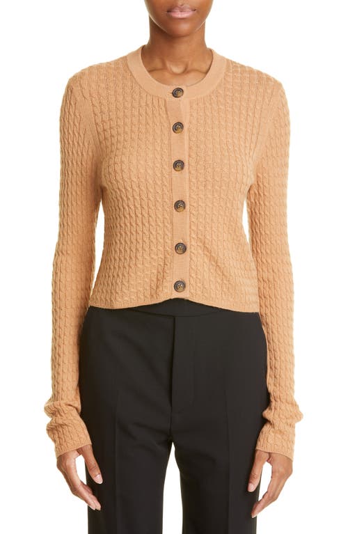 Loulou Studio Cable Knit Wool & Cashmere Cardigan in Beige Melange