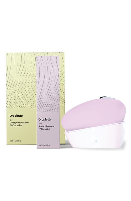 Droplette 2 Device Set with Deluxe Collagen Hydrofiller & Mini Retinol Renewer $349 Value in Peony Pink