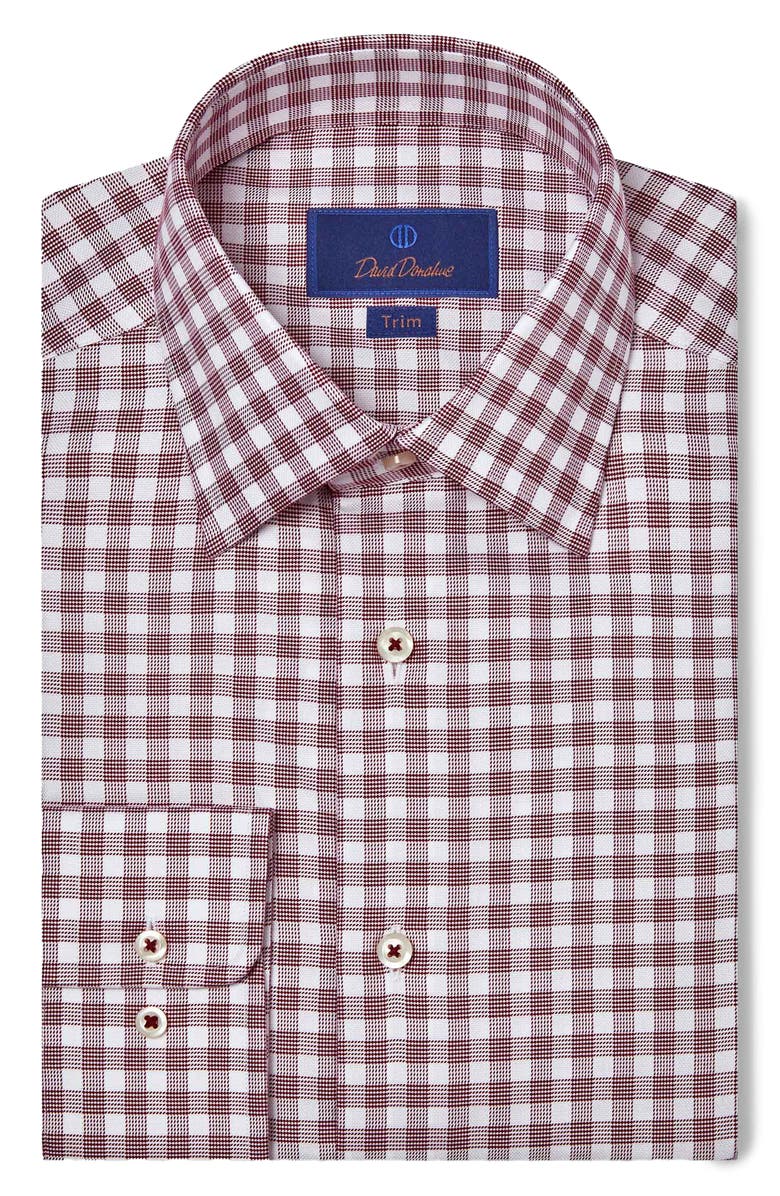David Donahue Trim Fit Check Cotton Dress Shirt Nordstrom