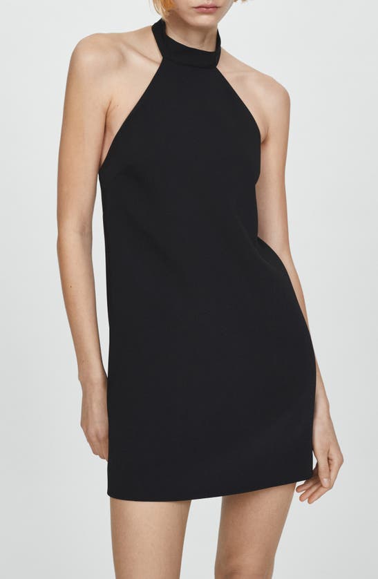 Shop Mango Bobiet Halter Minidress In Black