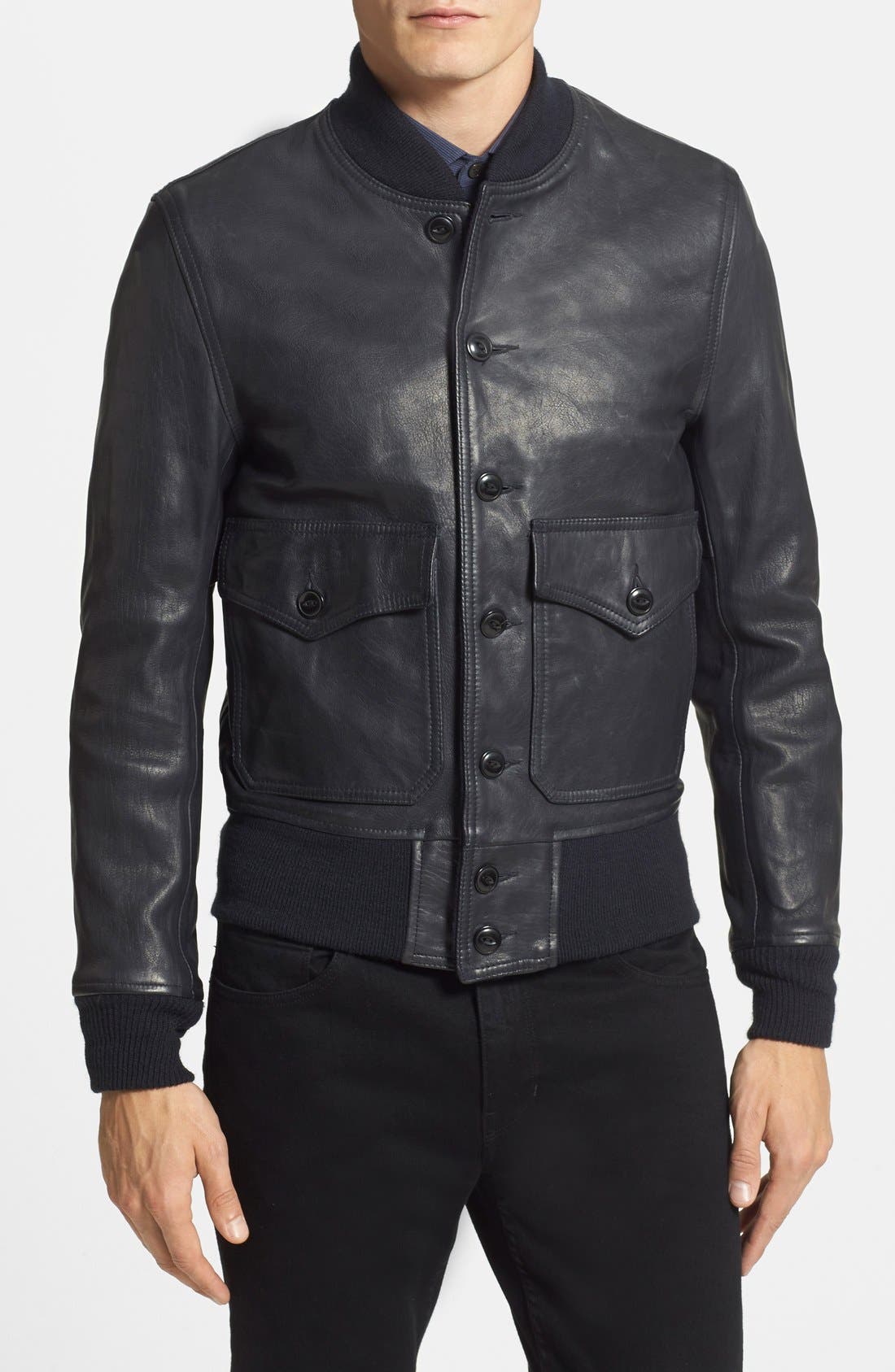 Schott NYC Perfecto Brand Trim Fit Leather A1 Flight Jacket Nordstrom