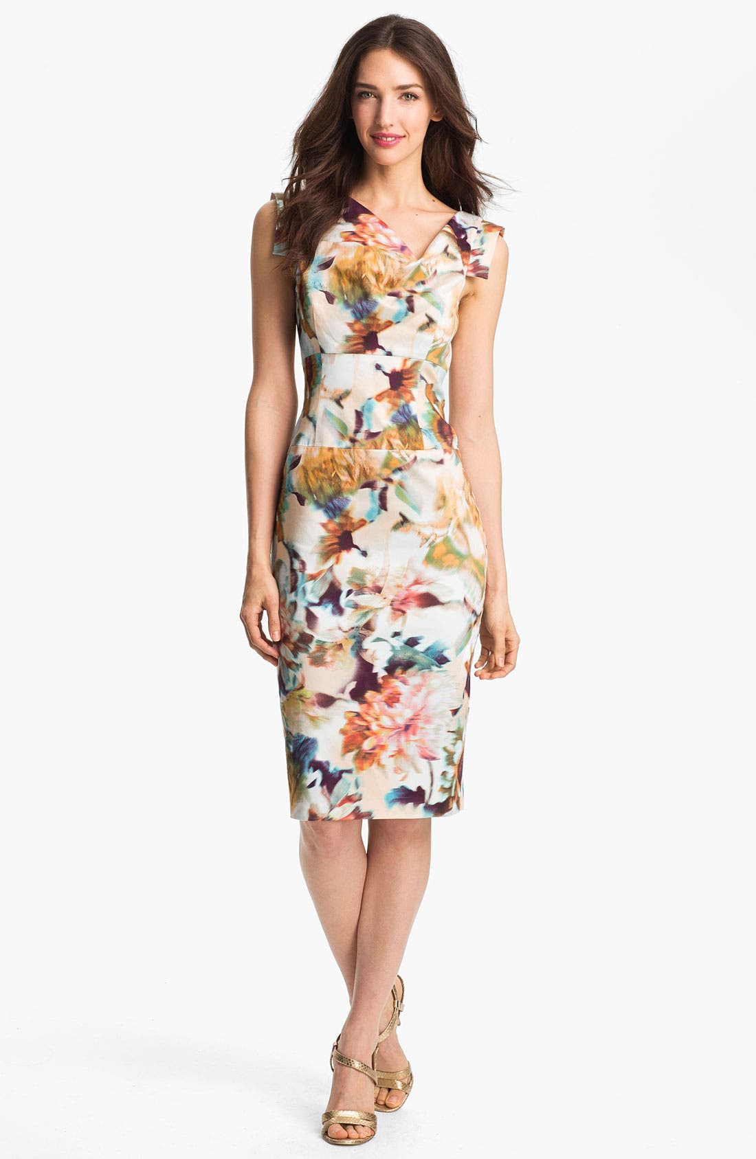 Black Halo 'Jackie O' Tab Sleeve Print Sheath Dress Nordstrom