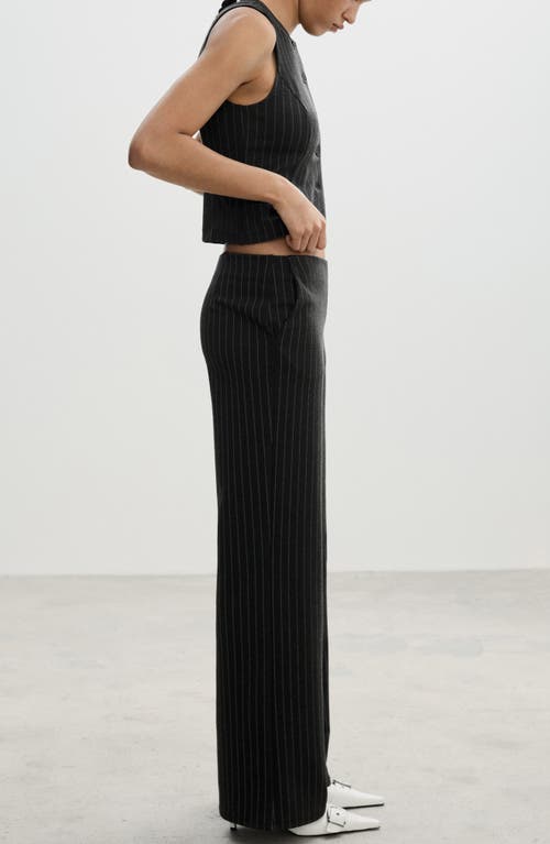 Shop Mango Rome Pinstripe Straight Leg Pants In Grey